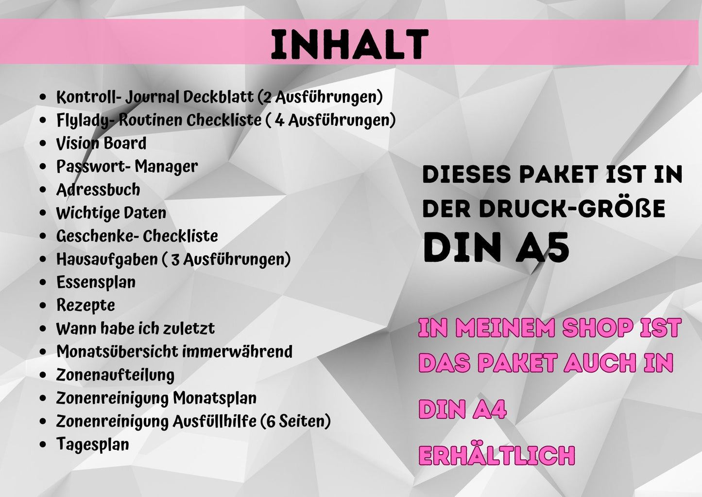 DIN A5 Flylady Starterpack- Kontroll-Journal: Checklisten, Zonenreinigung, Routinen, Essensplan u.v.m Haushalt organisieren für mehr Ordnung